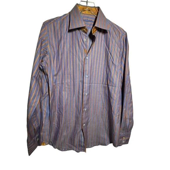 Robert Graham Button Up Shirt Mens M/L Classic Fit blue  Flip Cuff Spread 41 - Picture 8 of 8